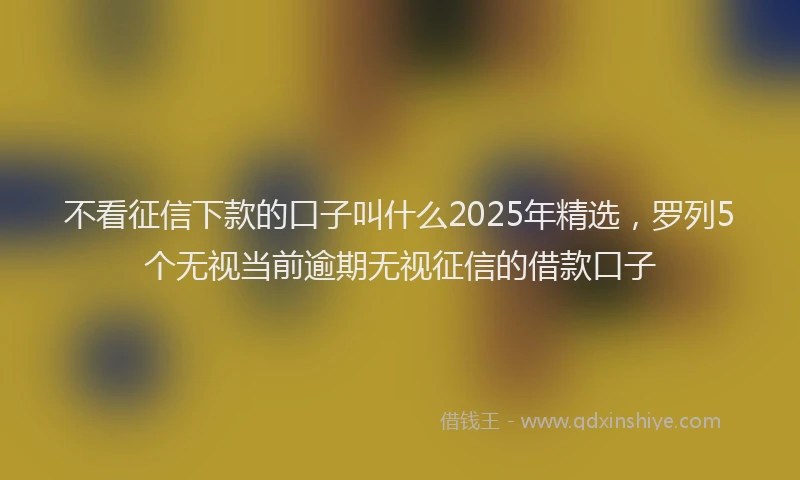 不看征信下款的口子叫什么2025年精选，罗列5个无视当前逾期无视征信的借款口子