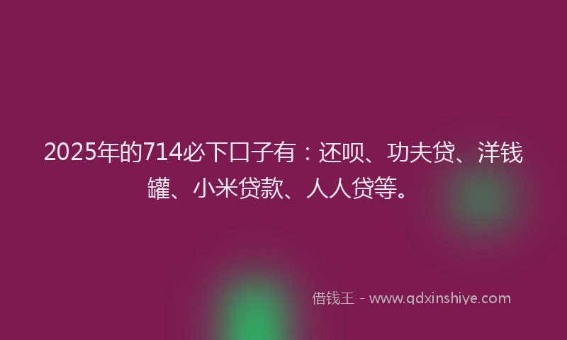 2025年的714必下口子有：还呗、功夫贷、洋钱罐、小米贷款、人人贷等。