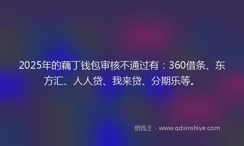 2025年的藕丁钱包审核不通过有:360借条、东方汇、人人贷、我来贷、分期乐等。