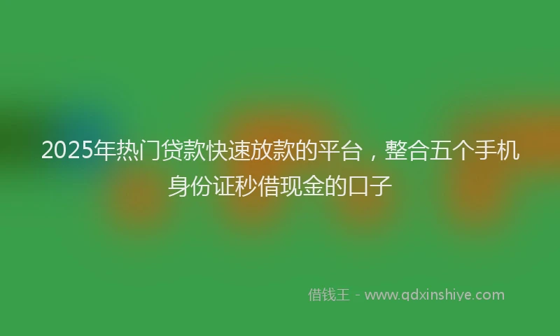 2025年热门贷款快速放款的平台，整合五个手机身份证秒借现金的口子