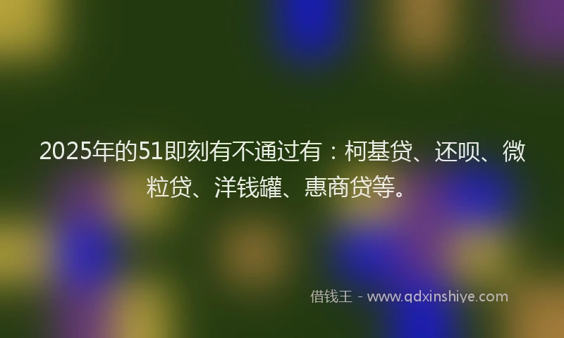 2025年的51即刻有不通过有：柯基贷、还呗、微粒贷、洋钱罐、惠商贷等。