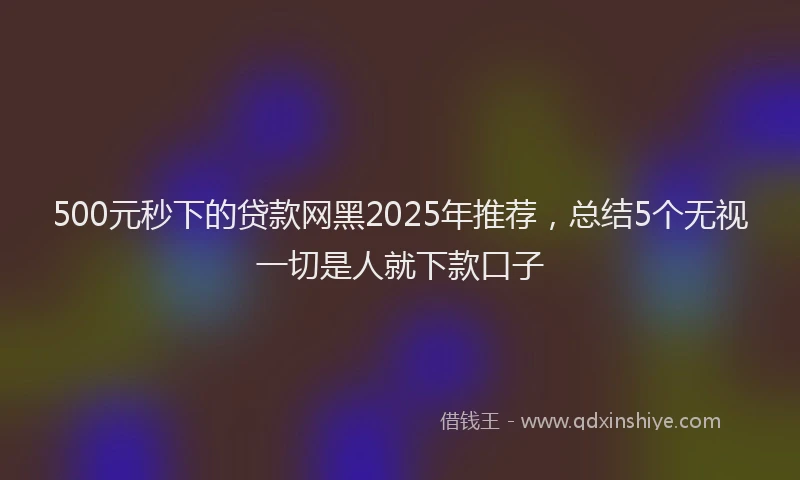 500元秒下的贷款网黑2025年推荐，总结5个无视一切是人就下款口子