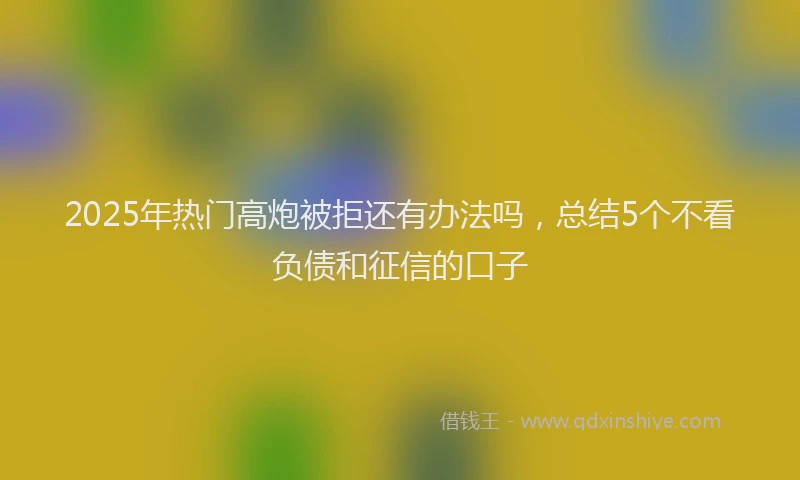 2025年热门高炮被拒还有办法吗，总结5个不看负债和征信的口子