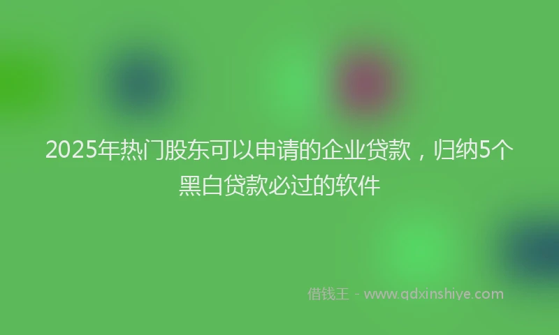 2025年热门股东可以申请的企业贷款，归纳5个黑白贷款必过的软件