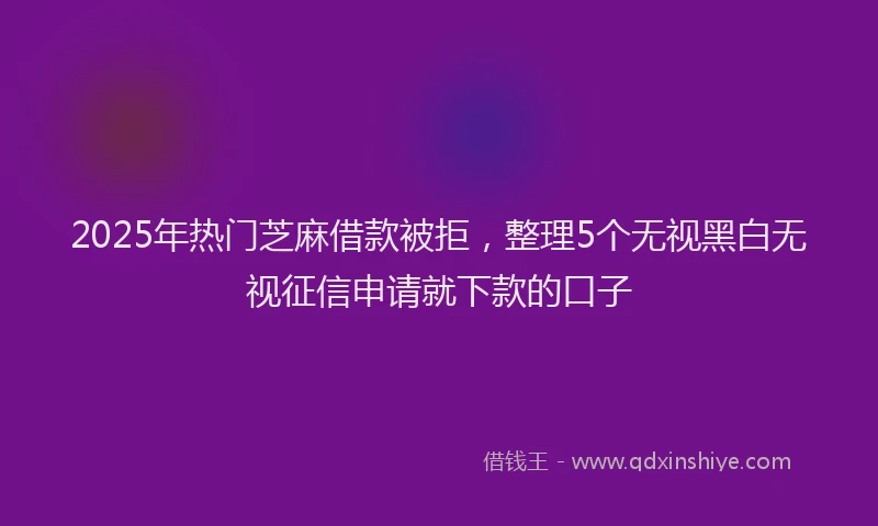 2025年热门芝麻借款被拒，整理5个无视黑白无视征信申请就下款的口子