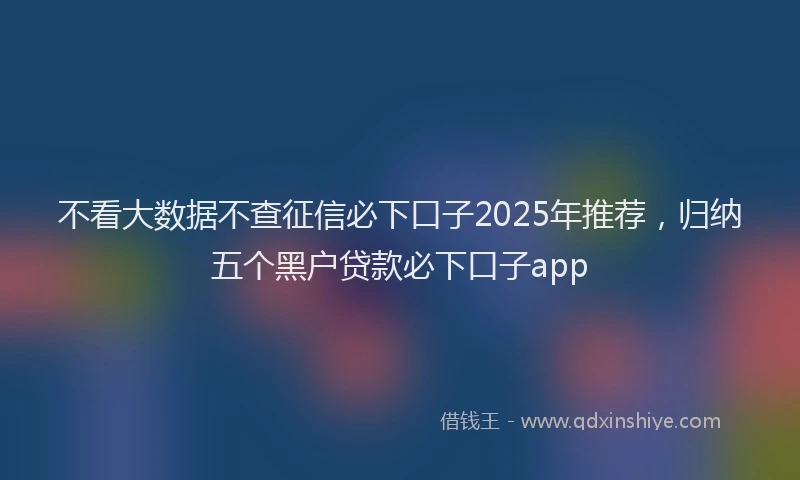 不看大数据不查征信必下口子2025年推荐，归纳五个黑户贷款必下口子app