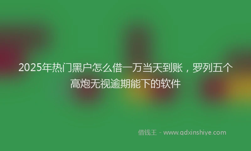 2025年热门黑户怎么借一万当天到账，罗列五个高炮无视逾期能下的软件