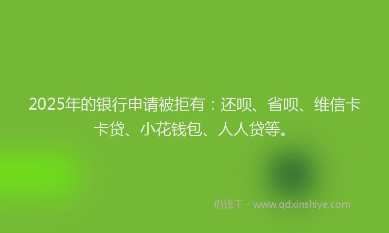 2025年的银行申请被拒有：还呗、省呗、维信卡卡贷、小花钱包、人人贷等。