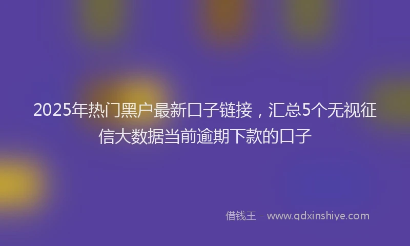 2025年热门黑户最新口子链接，汇总5个无视征信大数据当前逾期下款的口子