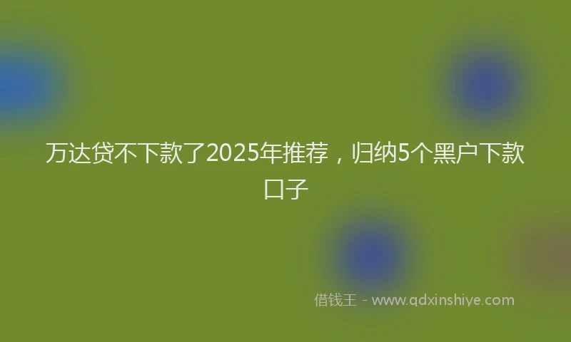万达贷不下款了2025年推荐，归纳5个黑户下款口子
