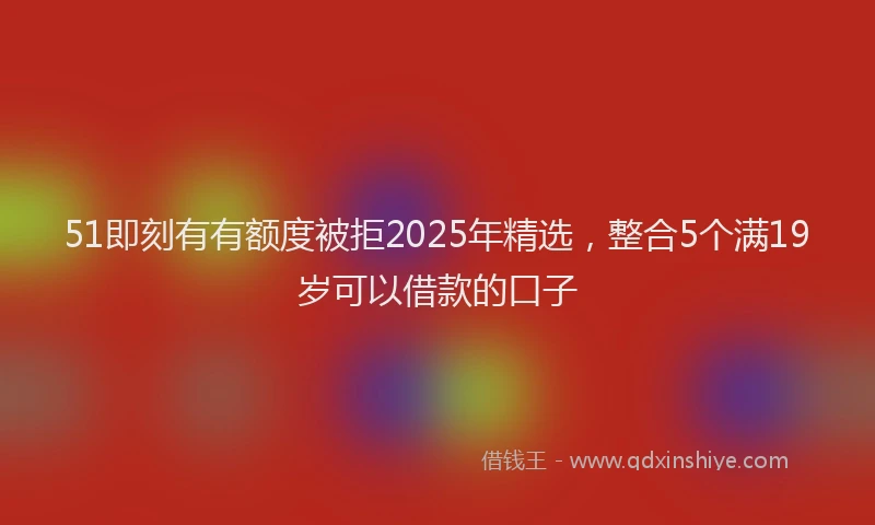 51即刻有有额度被拒2025年精选，整合5个满19岁可以借款的口子