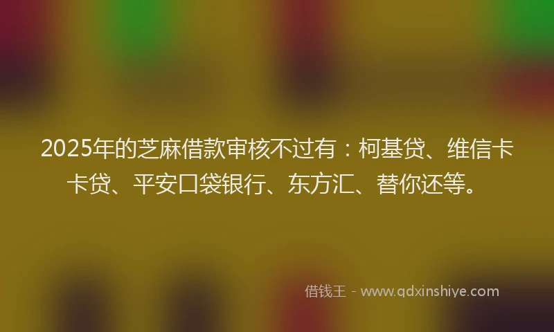 2025年的芝麻借款审核不过有：柯基贷、维信卡卡贷、平安口袋银行、东方汇、替你还等。