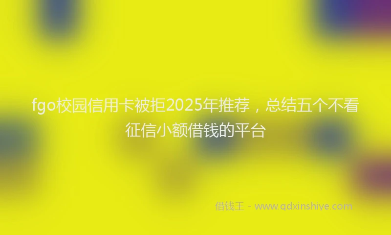 fgo校园信用卡被拒2025年推荐，总结五个不看征信小额借钱的平台