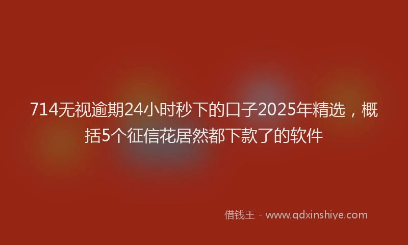 714无视逾期24小时秒下的口子2025年精选，概括5个征信花居然都下款了的软件