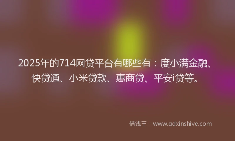 2025年的714网贷平台有哪些有：度小满金融、快贷通、小米贷款、惠商贷、平安i贷等。