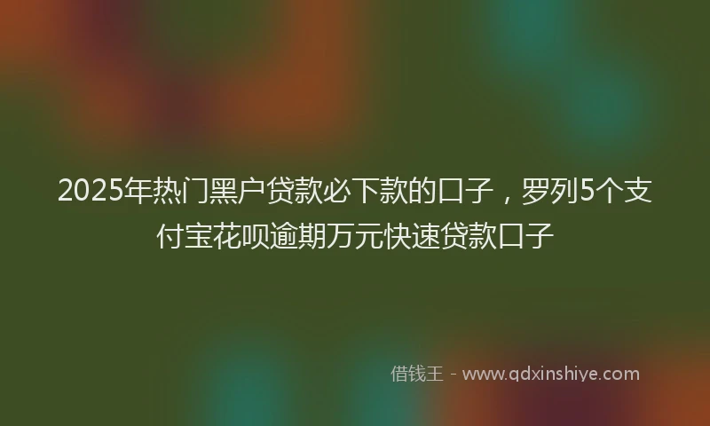 2025年热门黑户贷款必下款的口子，罗列5个支付宝花呗逾期万元快速贷款口子