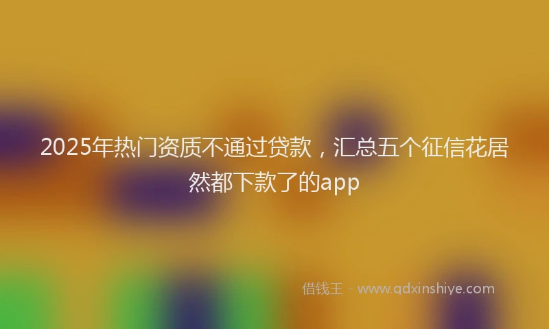 2025年热门资质不通过贷款，汇总五个征信花居然都下款了的app