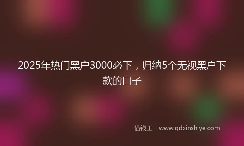 2025年热门黑户3000必下，归纳5个无视黑户下款的口子