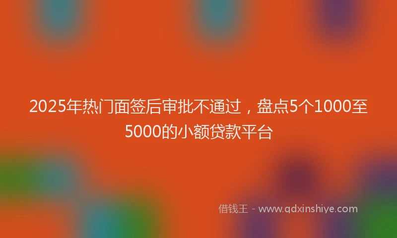 2025年热门面签后审批不通过，盘点5个1000至5000的小额贷款平台