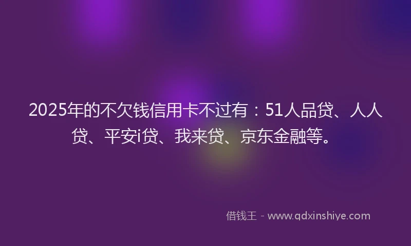 2025年的不欠钱信用卡不过有：51人品贷、人人贷、平安i贷、我来贷、京东金融等。