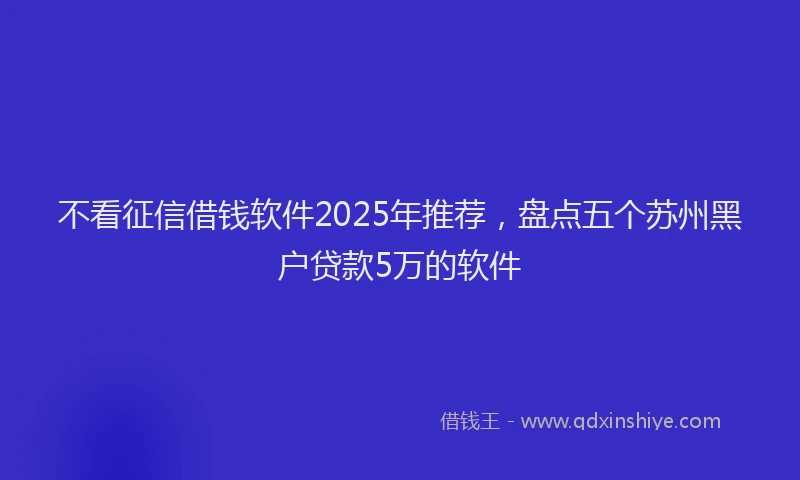 不看征信借钱软件2025年推荐，盘点五个苏州黑户贷款5万的软件