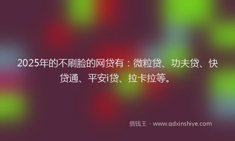 2025年的不刷脸的网贷有:微粒贷、功夫贷、快贷通、平安i贷、拉卡拉等。