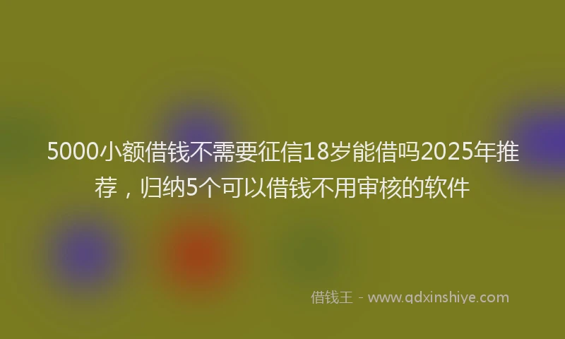 5000小额借钱不需要征信18岁能借吗2025年推荐，归纳5个可以借钱不用审核的软件