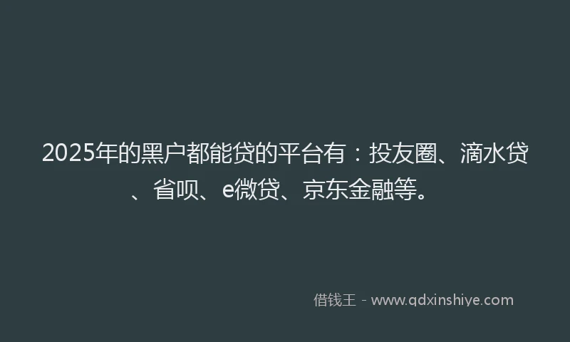 2025年的黑户都能贷的平台有：投友圈、滴水贷、省呗、e微贷、京东金融等。