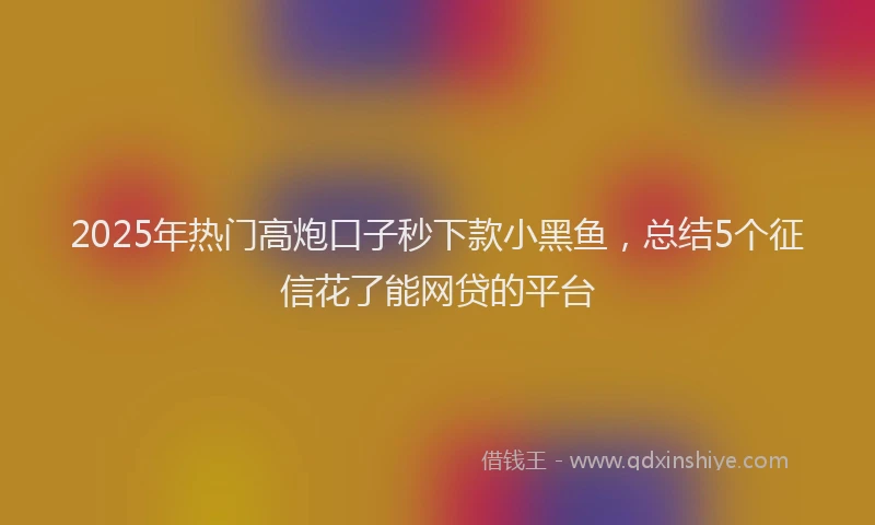 2025年热门高炮口子秒下款小黑鱼，总结5个征信花了能网贷的平台