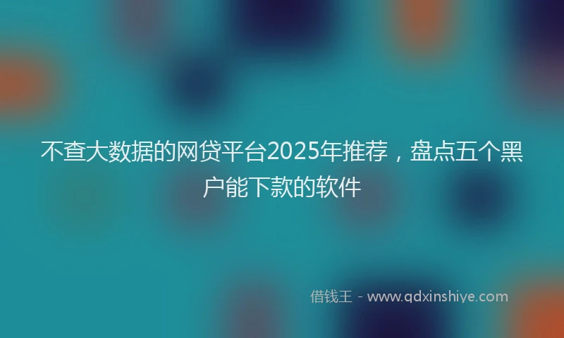 不查大数据的网贷平台2025年推荐，盘点五个黑户能下款的软件