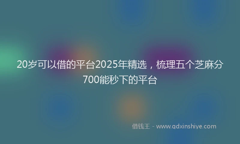 20岁可以借的平台2025年精选，梳理五个芝麻分700能秒下的平台