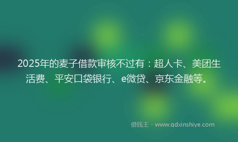 2025年的麦子借款审核不过有：超人卡、美团生活费、平安口袋银行、e微贷、京东金融等。