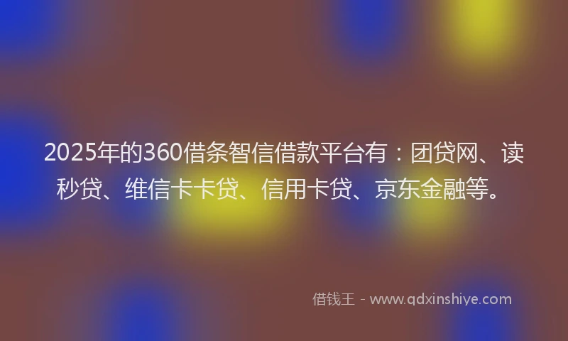 2025年的360借条智信借款平台有：团贷网、读秒贷、维信卡卡贷、信用卡贷、京东金融等。