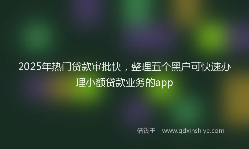 2025年热门贷款审批快，整理五个黑户可快速办理小额贷款业务的app