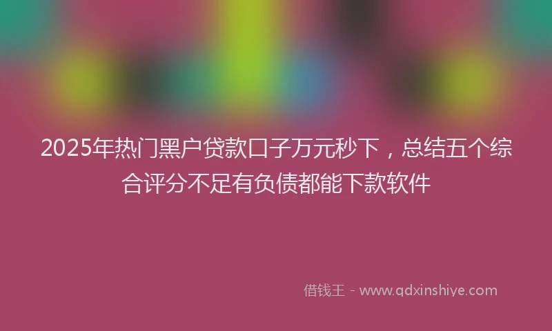 2025年热门黑户贷款口子万元秒下，总结五个综合评分不足有负债都能下款软件