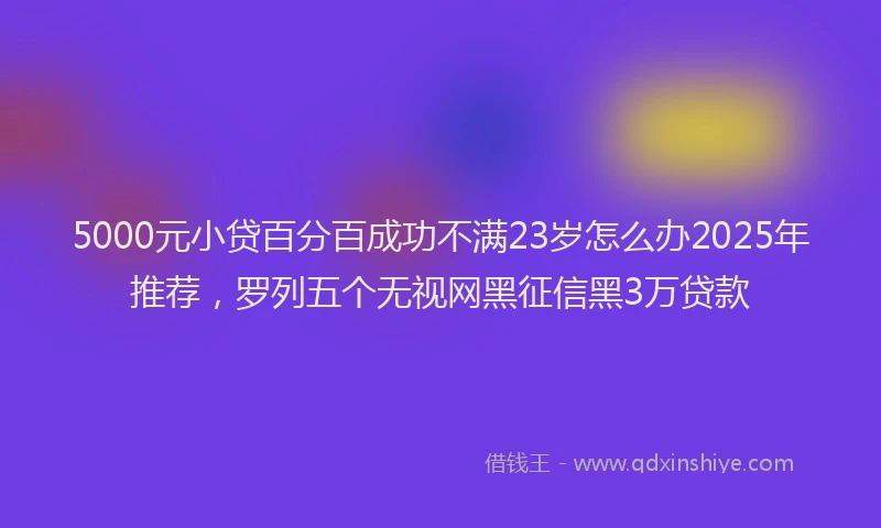 5000元小贷百分百成功不满23岁怎么办2025年推荐，罗列五个无视网黑征信黑3万贷款
