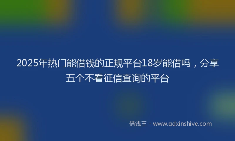 2025年热门能借钱的正规平台18岁能借吗，分享五个不看征信查询的平台