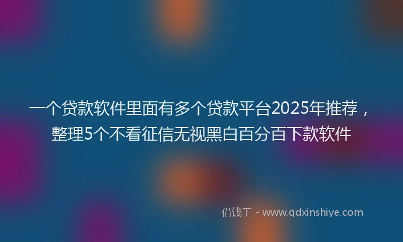 一个贷款软件里面有多个贷款平台2025年推荐，整理5个不看征信无视黑白百分百下款软件