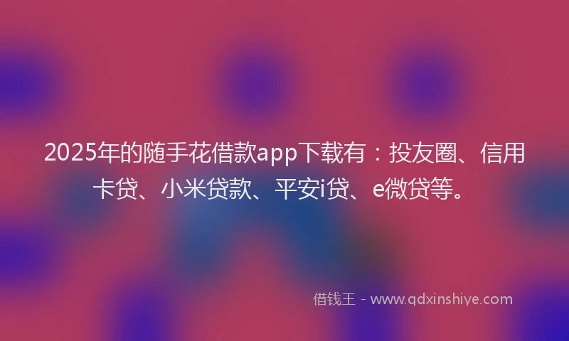 2025年的随手花借款app下载有：投友圈、信用卡贷、小米贷款、平安i贷、e微贷等。