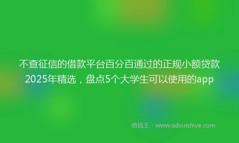 不查征信的借款平台百分百通过的正规小额贷款2025年精选，盘点5个大学生可以使用的app