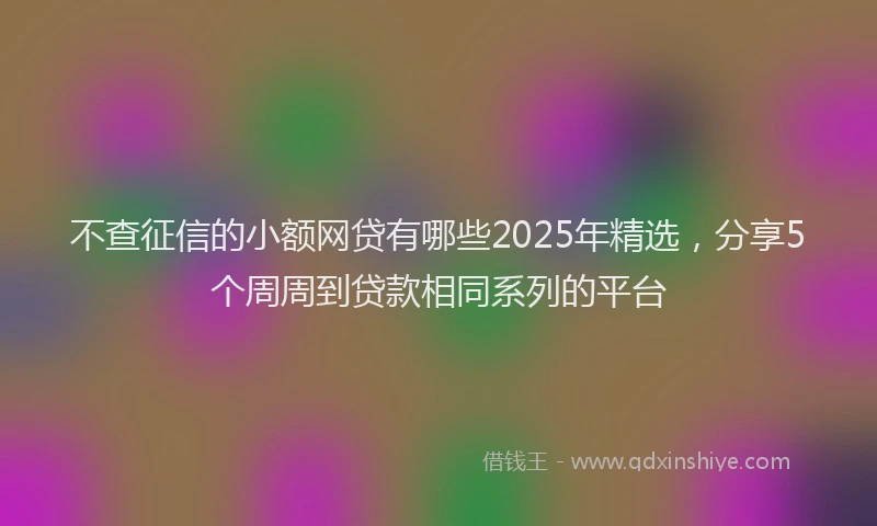 不查征信的小额网贷有哪些2025年精选，分享5个周周到贷款相同系列的平台
