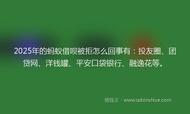 2025年的蚂蚁借呗被拒怎么回事有：投友圈、团贷网、洋钱罐、平安口袋银行、融逸花等。
