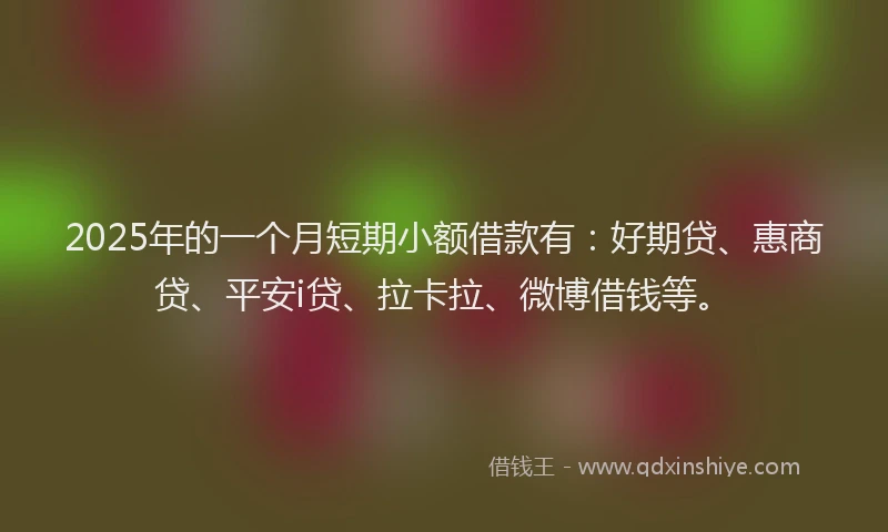 2025年的一个月短期小额借款有：好期贷、惠商贷、平安i贷、拉卡拉、微博借钱等。