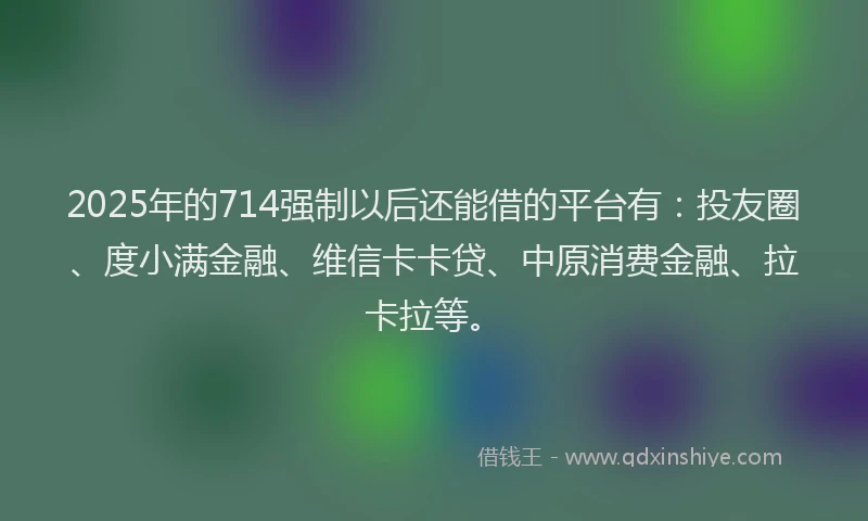 2025年的714强制以后还能借的平台有：投友圈、度小满金融、维信卡卡贷、中原消费金融、拉卡拉等。