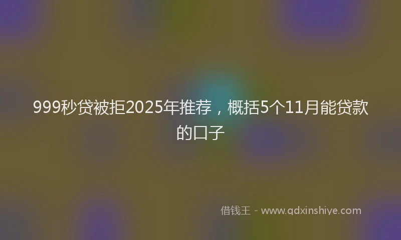 999秒贷被拒2025年推荐，概括5个11月能贷款的口子