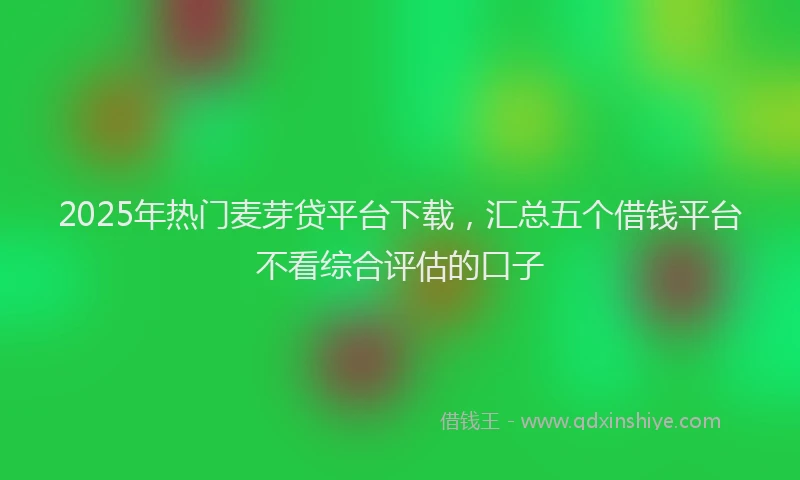 2025年热门麦芽贷平台下载，汇总五个借钱平台不看综合评估的口子