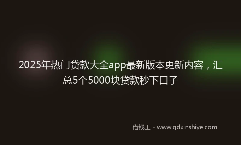 2025年热门贷款大全app最新版本更新内容，汇总5个5000块贷款秒下口子