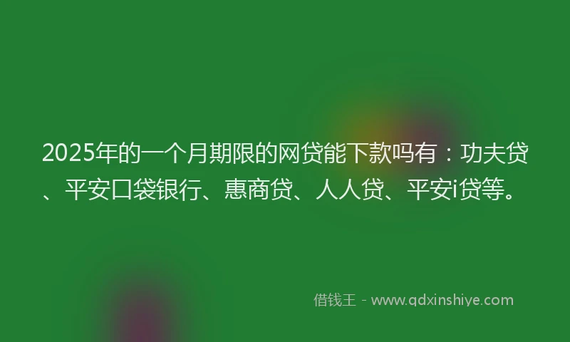 2025年的一个月期限的网贷能下款吗有：功夫贷、平安口袋银行、惠商贷、人人贷、平安i贷等。