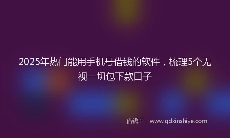 2025年热门能用手机号借钱的软件，梳理5个无视一切包下款口子