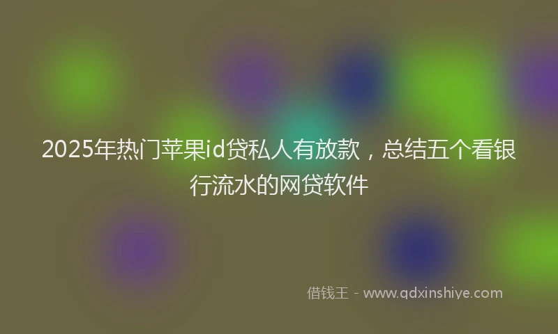 2025年热门苹果id贷私人有放款，总结五个看银行流水的网贷软件
